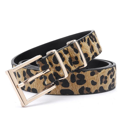 Ceinture Femme Cuir Léopard à Boucle Carrée Dorée – Nairobi