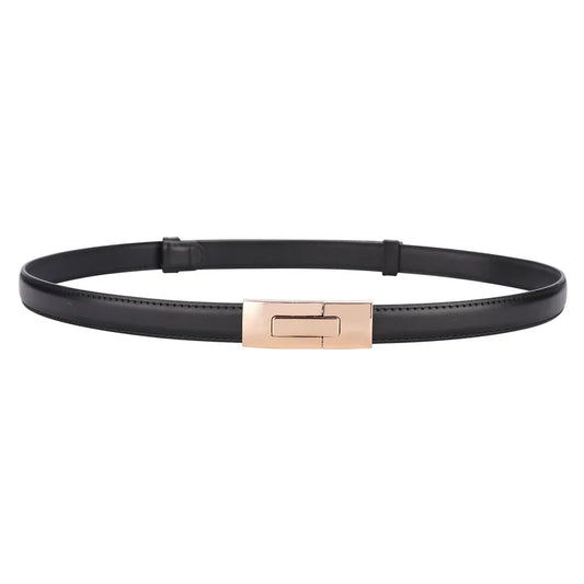 Ceinture Femme Cuir – Boucle Rectangle Fermoir Métal