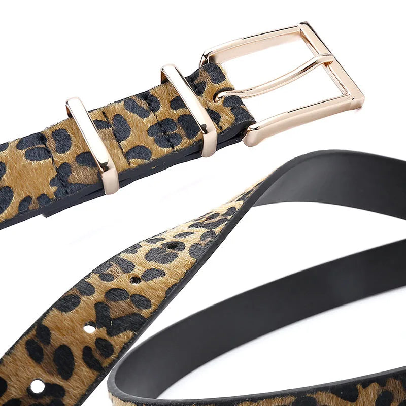 Ceinture Femme Cuir Léopard à Boucle Carrée Dorée – Nairobi