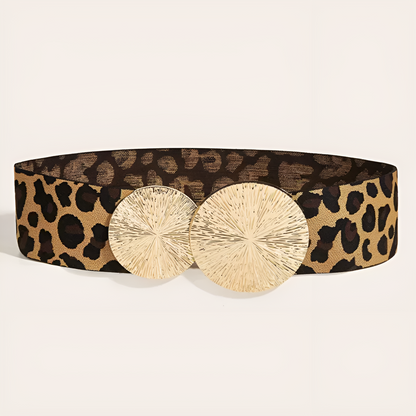 Ceinture Femme Élastique Léopard à Boucle Dorée – Dubaï