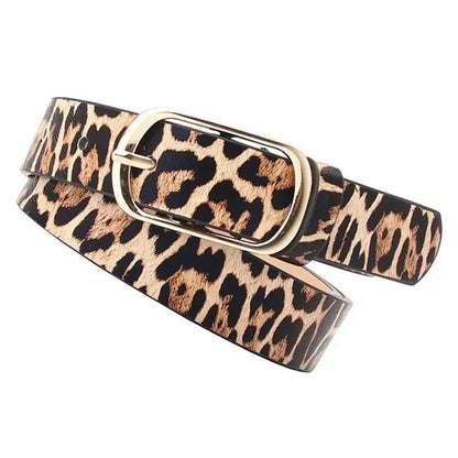 Ceinture Femme Cuir Léopard à Boucle Dorée – Savannah