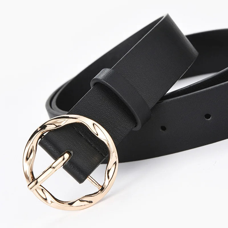 Ceinture Femme Cuir – Motif Léopard Boucle Ronde Dorée
