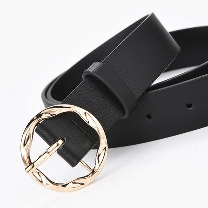 Ceinture Femme Cuir – Motif Léopard Boucle Ronde Dorée