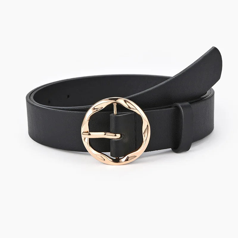 Ceinture Femme Cuir – Motif Léopard Boucle Ronde Dorée