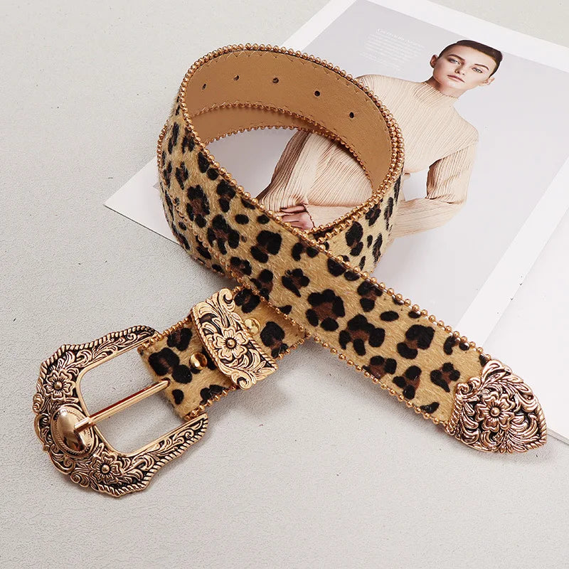 Ceinture Femme Léopard Western à Boucle Argentée – Arizona