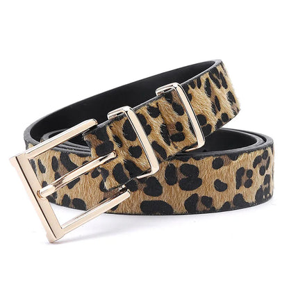 Ceinture Femme Cuir Léopard à Boucle Carrée Dorée – Nairobi