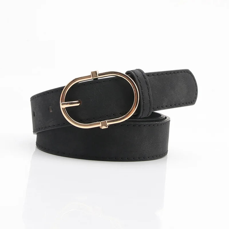 Ceinture Femme Cuir – Boucle Ovale Métal Minimaliste
