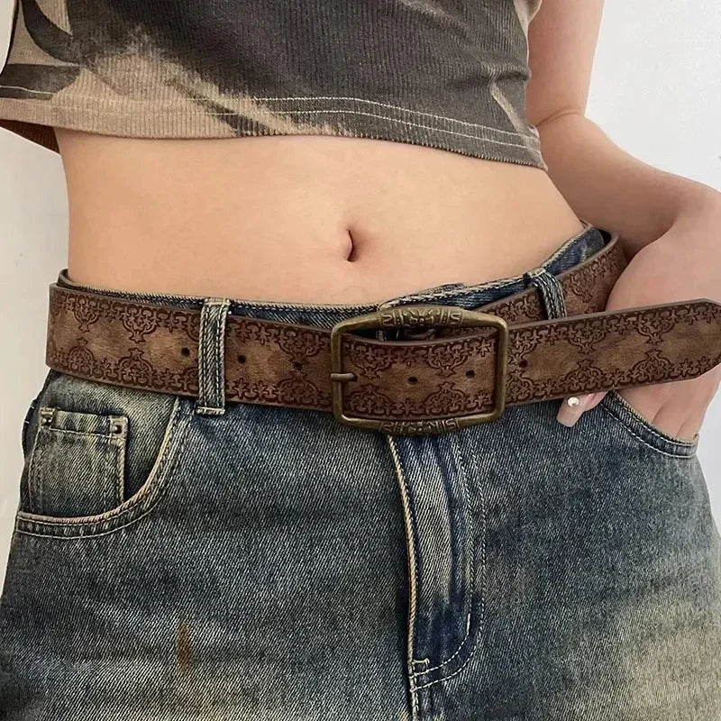 Ceinture Femme Cuir Marron à Boucle Vintage – Austin