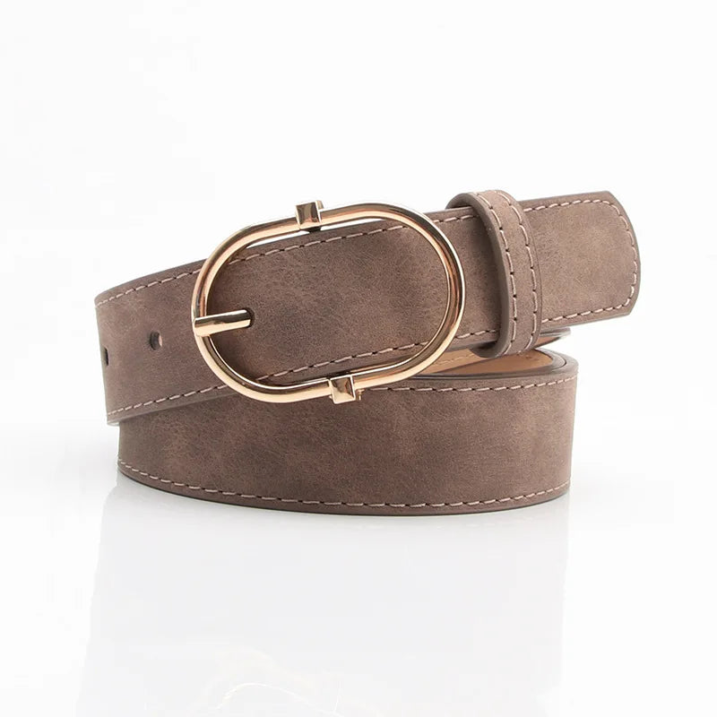Ceinture Femme Cuir – Boucle Ovale Métal Minimaliste