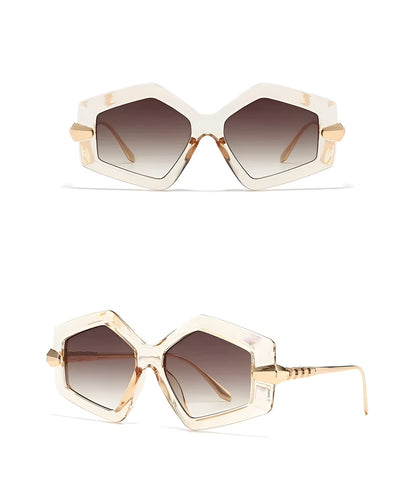 Lunettes de Soleil Femme Géométriques avec Branches Dorées – Orion