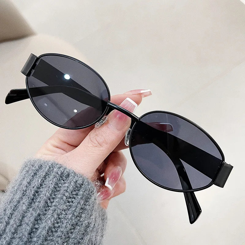 Lunettes de Soleil Femme Ovales Métalliques – Tienda
