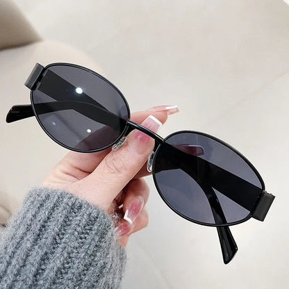 Lunettes de Soleil Femme Ovales Métalliques – Tienda