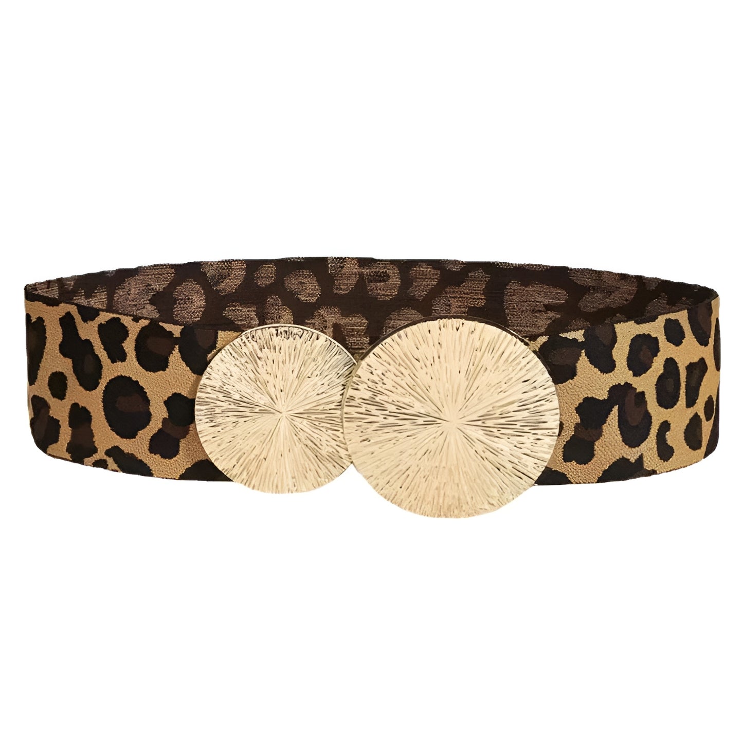 Ceinture Femme Élastique Léopard à Boucle Dorée – Dubaï