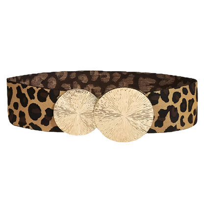 Ceinture Femme Élastique Léopard à Boucle Dorée – Dubaï