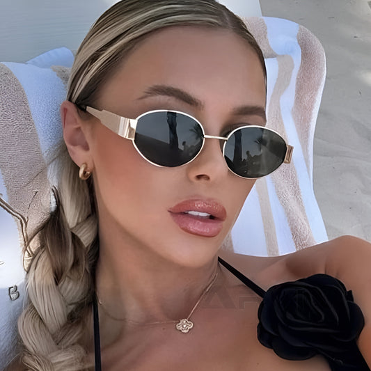 Lunettes de Soleil Femme Ovales Métalliques – Tienda