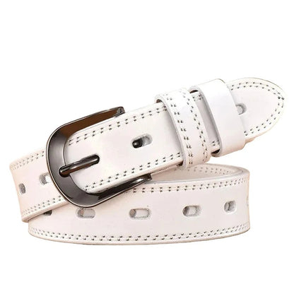 Ceinture Femme Cuir Blanche à Couture Apparente – Aspen